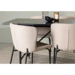 Spisebordssæt Astrid med Spisebordsstole Modesto - Beige og Sort