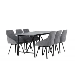 Spisebordssæt Astrid med Spisebordsstole Rosie - Sort og Grå