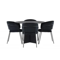 Spisebordssæt Bootcut med Selma stole - Sort