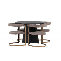 Spisebordssæt Bootcut med stole fra Morning-serien - Sort og Brun