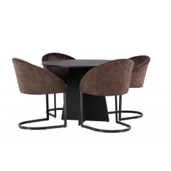 Spisebordssæt Bootcut med stole fra Evening - Sort og Mørkebrun