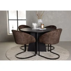 Spisebordssæt Bootcut med stole fra Evening - Sort og Mørkebrun