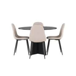 Spisebordssæt Bootcut med stole Polar - Beige og Sort