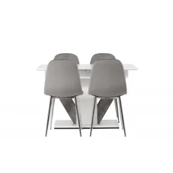 Spisebordssæt Disa med Spisebordsstole Eva - Lysegrå og Hvid