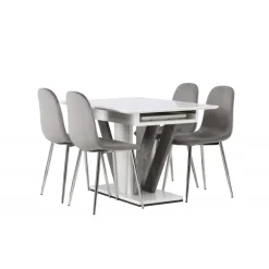 Spisebordssæt Disa med Spisebordsstole Eva - Lysegrå og Hvid