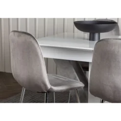 Spisebordssæt Disa med Spisebordsstole Eva - Lysegrå og Hvid