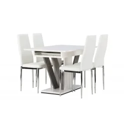 Spisebordssæt Disa med Spisebordsstole Pastill - Hvid