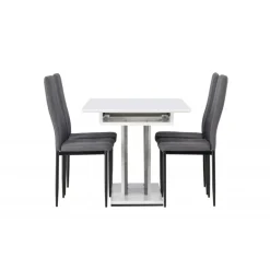 Spisebordssæt Disa med Spisebordsstolene Petra - Mørkegrå og Hvid