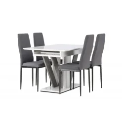 Spisebordssæt Disa med Spisebordsstolene Petra - Mørkegrå og Hvid