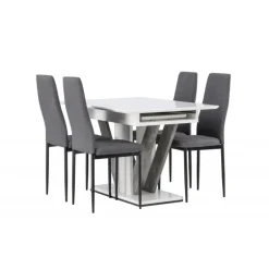 Spisebordssæt Disa med Spisebordsstolene Petra - Mørkegrå og Hvid
