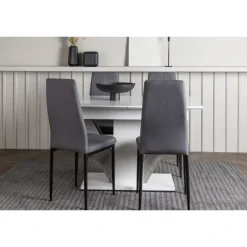 Spisebordssæt Disa med Spisebordsstolene Petra - Mørkegrå og Hvid