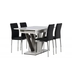 Spisebordssæt Disa med Spisebordsstole Lily - Sort og Hvid