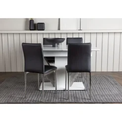 Spisebordssæt Disa med Spisebordsstole Lily - Sort og Hvid