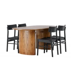 Spisebordssæt Isolde med Montros stole - Sort og Natur