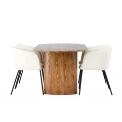 Spisebordssæt Isolde med stole Berit - Beige og Natur