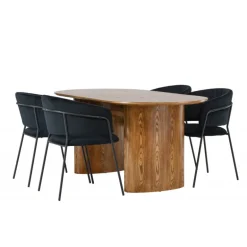 Spisebordssæt Isolde med stole Selma - Sort og Natur