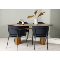 Spisebordssæt Isolde med stole Selma - Sort og Natur