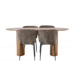 Spisebordssæt Isolde med stole Modesto - Mørkegrå og Natur