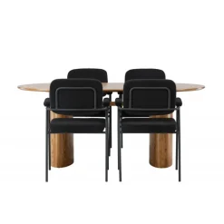 Spisebordssæt Isolde med stole Yesterday - Sort og Natur