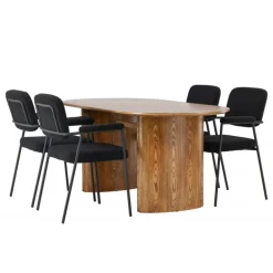 Spisebordssæt Isolde med stole Yesterday - Sort og Natur