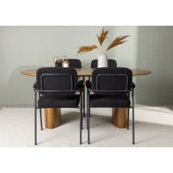 Spisebordssæt Isolde med stole Yesterday - Sort og Natur