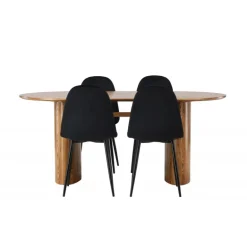 Spisebordssæt Isolde med stole Polar - Sort og Natur