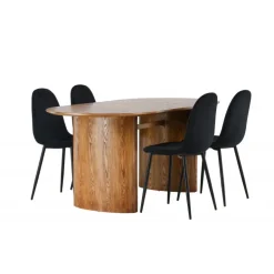 Spisebordssæt Isolde med stole Polar - Sort og Natur