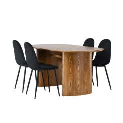 Spisebordssæt Isolde med stole Polar - Sort og Natur