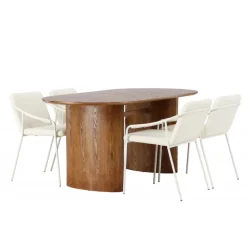 Spisebordssæt Isolde med Tvist stole - Beige og Natur