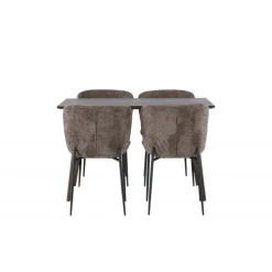 Spisebordssæt Kaseindon med Modesto Spisebordsstole - Mørkebrun og Mørkegrå