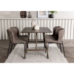 Spisebordssæt Kaseindon med Modesto Spisebordsstole - Mørkebrun og Mørkegrå