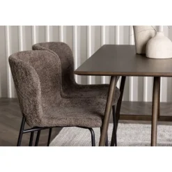 Spisebordssæt Kaseindon med Modesto Spisebordsstole - Mørkebrun og Mørkegrå