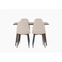 Spisebordssæt Kaseindon med Spisebordsstolene Polar - Beige og Mørkebrun