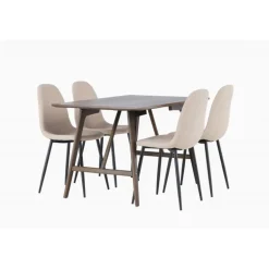 Spisebordssæt Kaseindon med Spisebordsstolene Polar - Beige og Mørkebrun