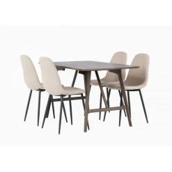 Spisebordssæt Kaseindon med Spisebordsstolene Polar - Beige og Mørkebrun