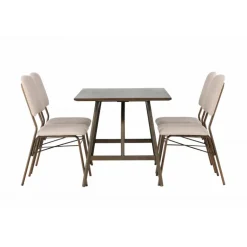 Spisebordssæt Kaseindon med Spisebordsstole Seda - Beige og Mørkebrun