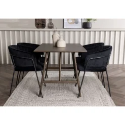 Spisebordssæt Kaseindon med Selma Spisebordsstole - Sort og Mørkebrun