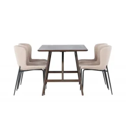 Spisebordssæt Kaseindon med Modesto Spisebordsstole - Beige og Mørkebrun