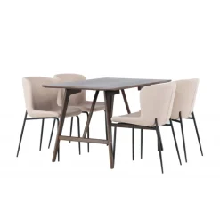 Spisebordssæt Kaseindon med Modesto Spisebordsstole - Beige og Mørkebrun