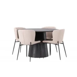 Spisebordssæt Lanzo med Modesto stole - Beige og Sort