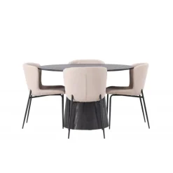 Spisebordssæt Lanzo med Modesto stole - Beige og Sort