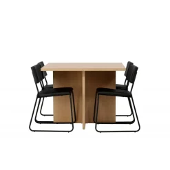 Spisebordssæt Leo med Spisebordsstolene Kenth - Sort og Natur