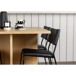 Spisebordssæt Leo med Spisebordsstolene Kenth - Sort og Natur