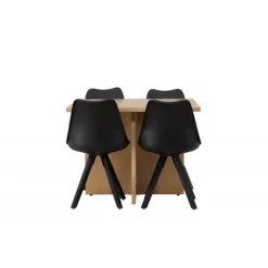 Spisebordssæt Leo med Spisebordsstole Zeno - Sort og Natur