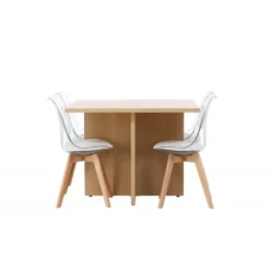 Spisebordssæt Leo med Spisebordsstolene Edvin - Natur og Transparent