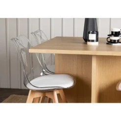 Spisebordssæt Leo med Spisebordsstolene Edvin - Natur og Transparent