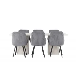 Spisebordssæt Olga med Spisebordsstole Rosie - Grå og Hvid