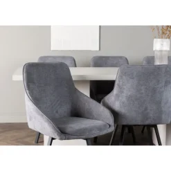 Spisebordssæt Olga med Spisebordsstole Rosie - Grå og Hvid