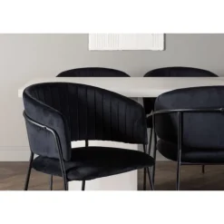 Spisebordssæt Olga med Spisebordsstole Selma - Sort og Hvid