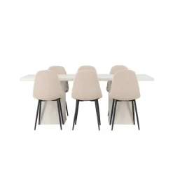 Spisebordssæt Olga med Spisebordsstole Polar - Beige og Hvid